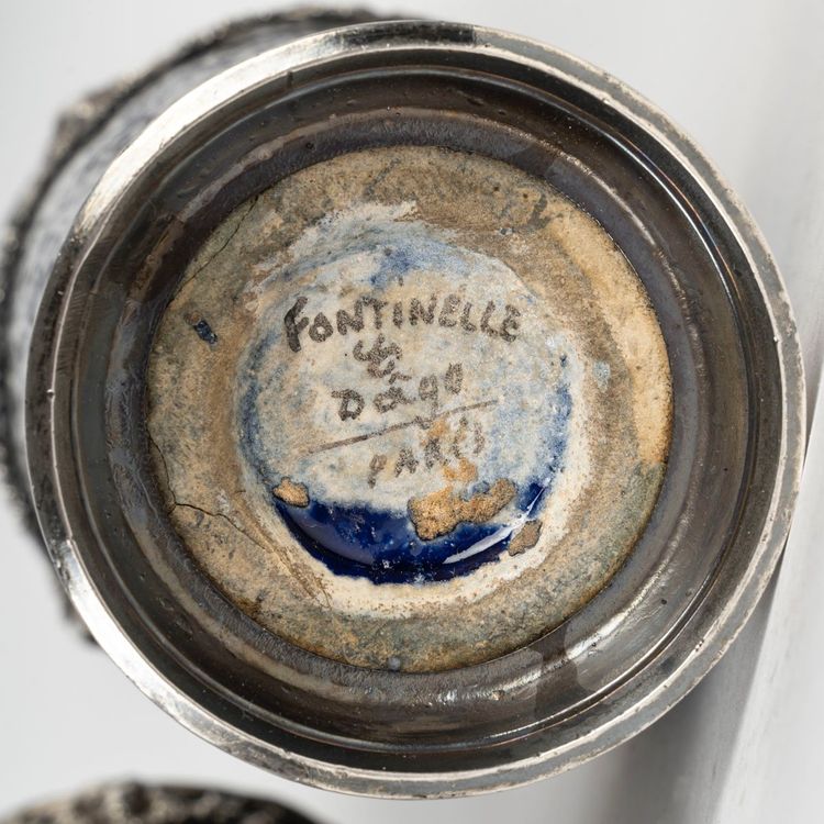 Coppia di vasi in porcellana e argento massiccio, FONTINELLE