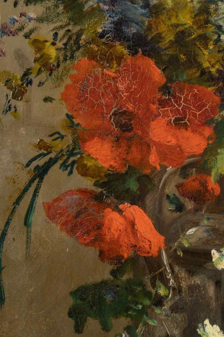 Coppia di dipinti floreali di Henri Cauchois