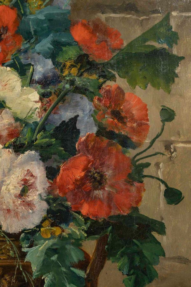 Coppia di dipinti floreali di Henri Cauchois