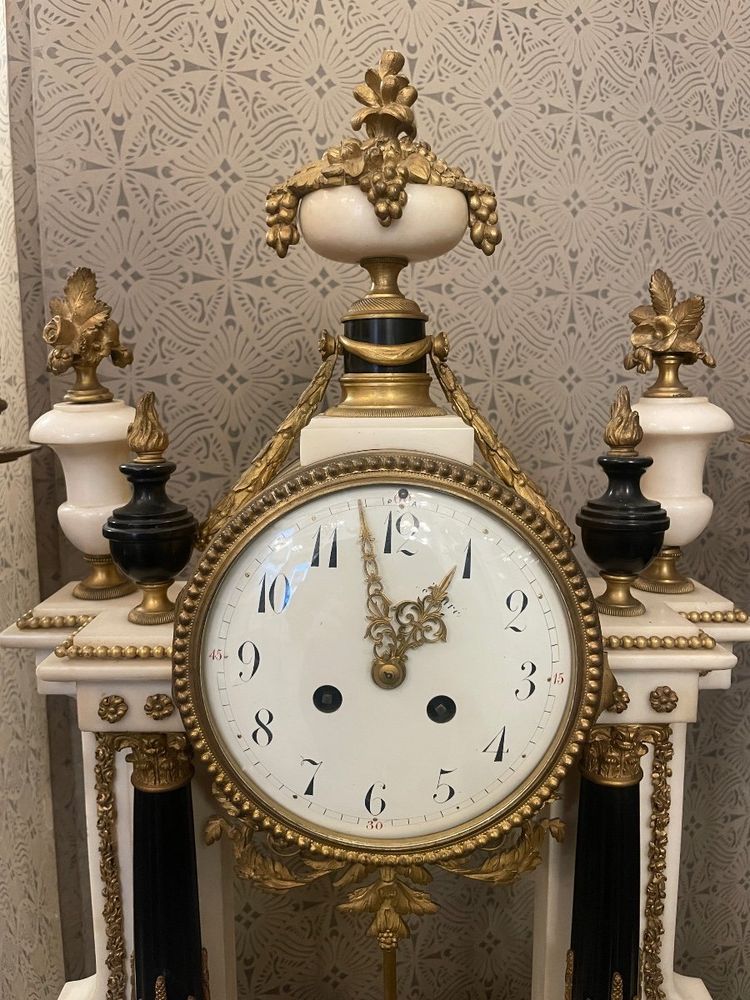 Louis XVI Style Bronze and Marble Mantel Clock