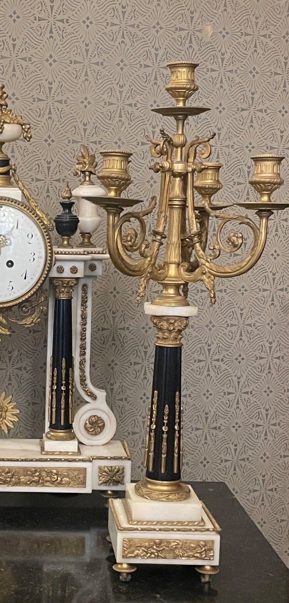 Louis XVI Style Bronze and Marble Mantel Clock