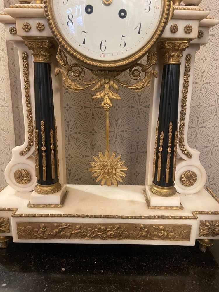 Louis XVI Style Bronze and Marble Mantel Clock