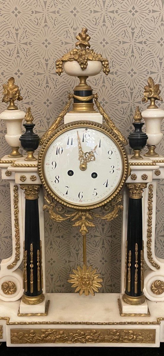 Louis XVI Style Bronze and Marble Mantel Clock