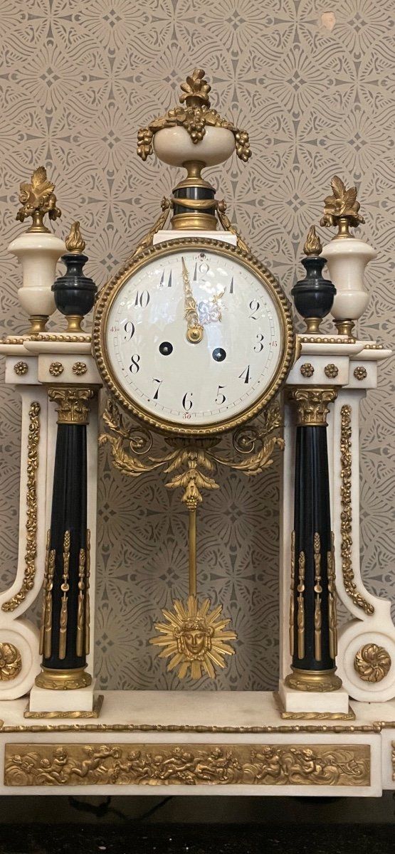 Louis XVI Style Bronze and Marble Mantel Clock
