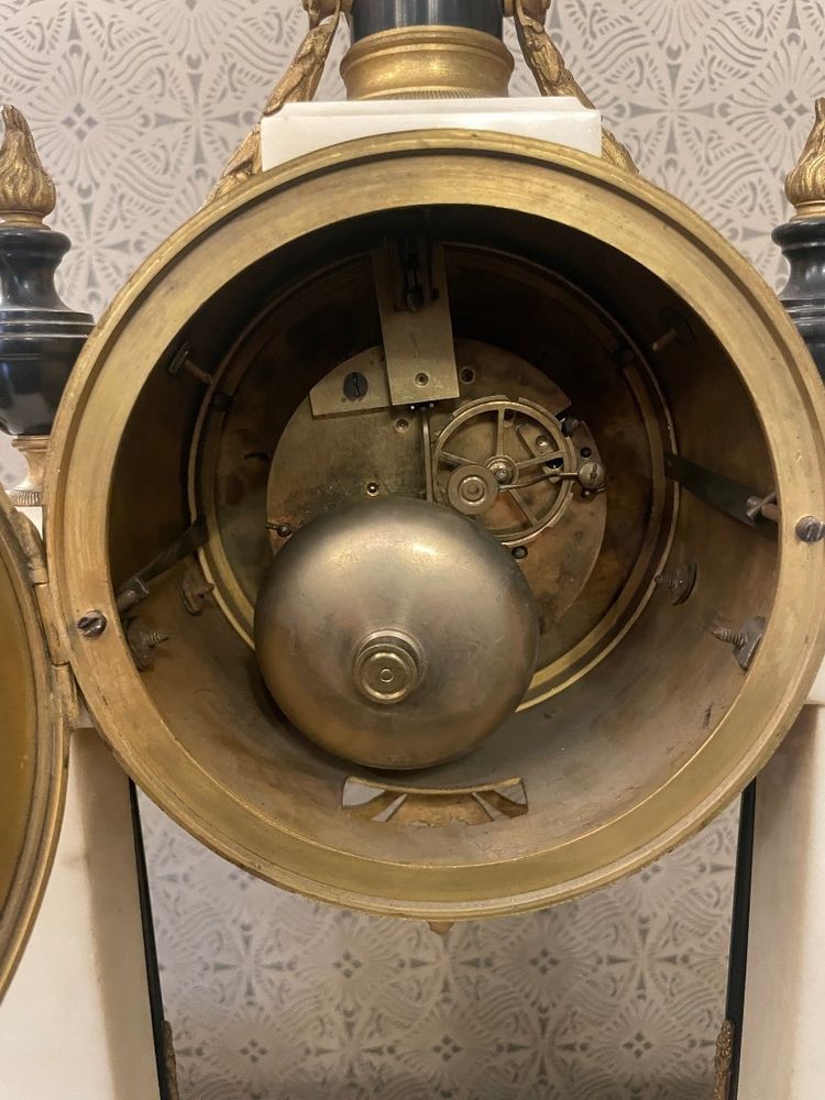 Louis XVI Style Bronze and Marble Mantel Clock