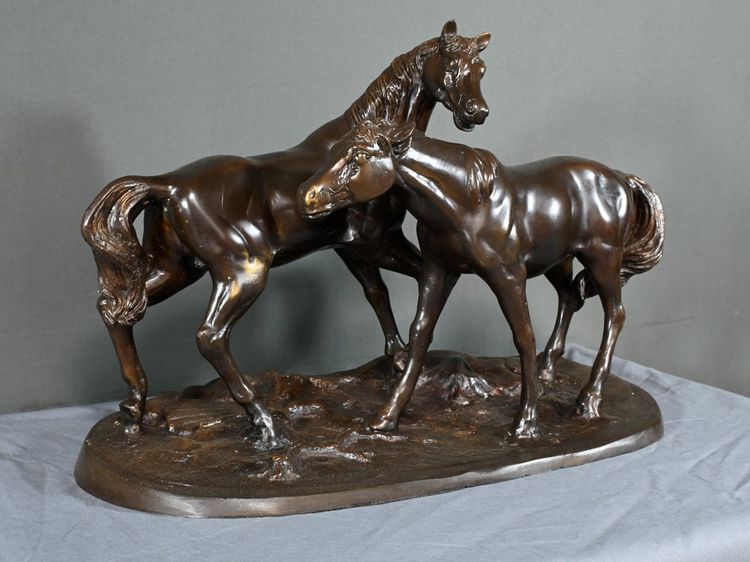 Bronzo "Cavalli arabi", da P-J. Mène - Inizio del XX secolo