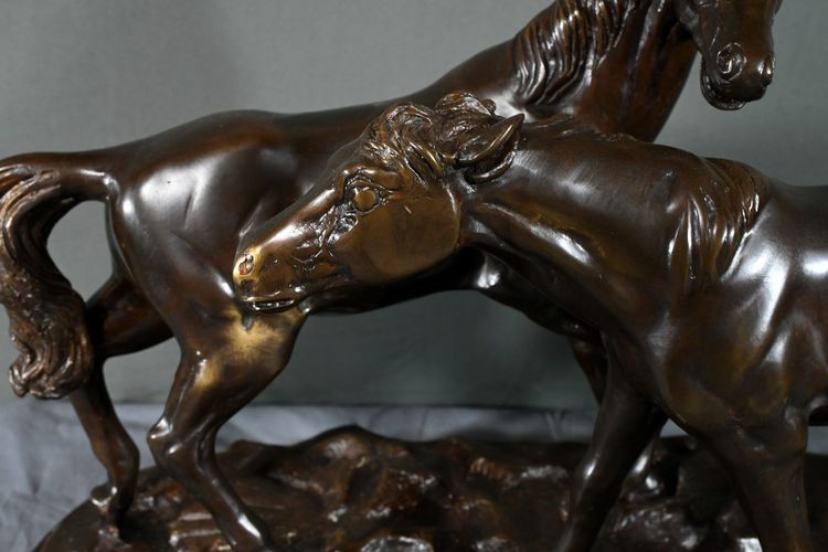 Bronzo "Cavalli arabi", da P-J. Mène - Inizio del XX secolo