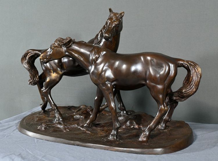 Bronzo "Cavalli arabi", da P-J. Mène - Inizio del XX secolo
