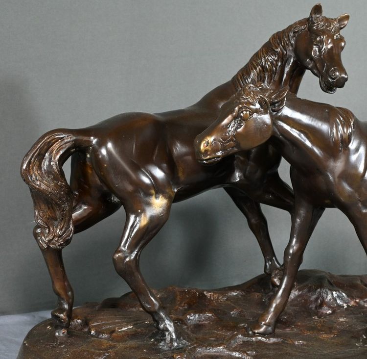 Bronzo "Cavalli arabi", da P-J. Mène - Inizio del XX secolo