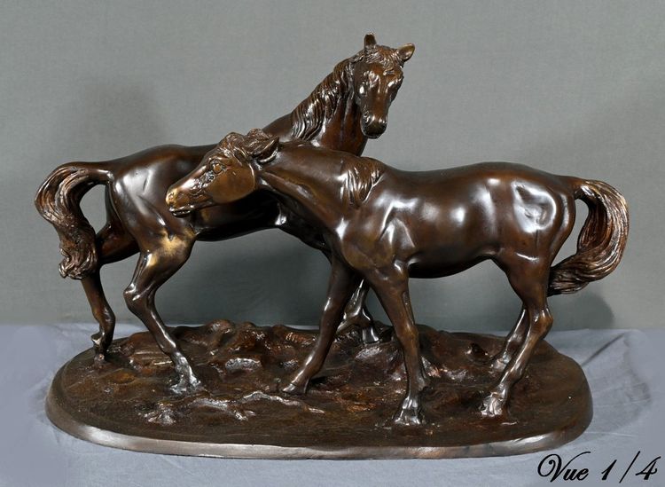 Bronzo "Cavalli arabi", da P-J. Mène - Inizio del XX secolo