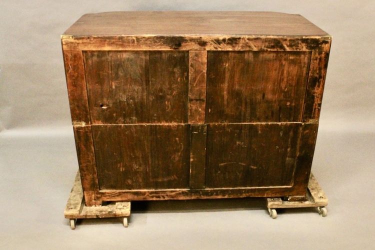 Doppio cassettone marino in mogano dell'Inghilterra del XIX secolo con tavolino per scrivere