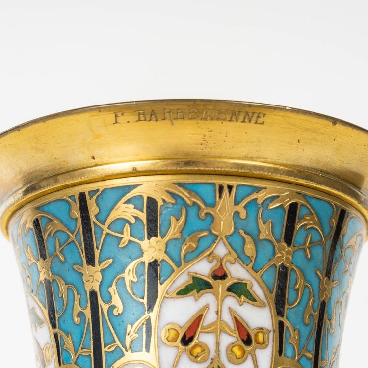A Cloisonné Bronze Cup by F. Barbedienne