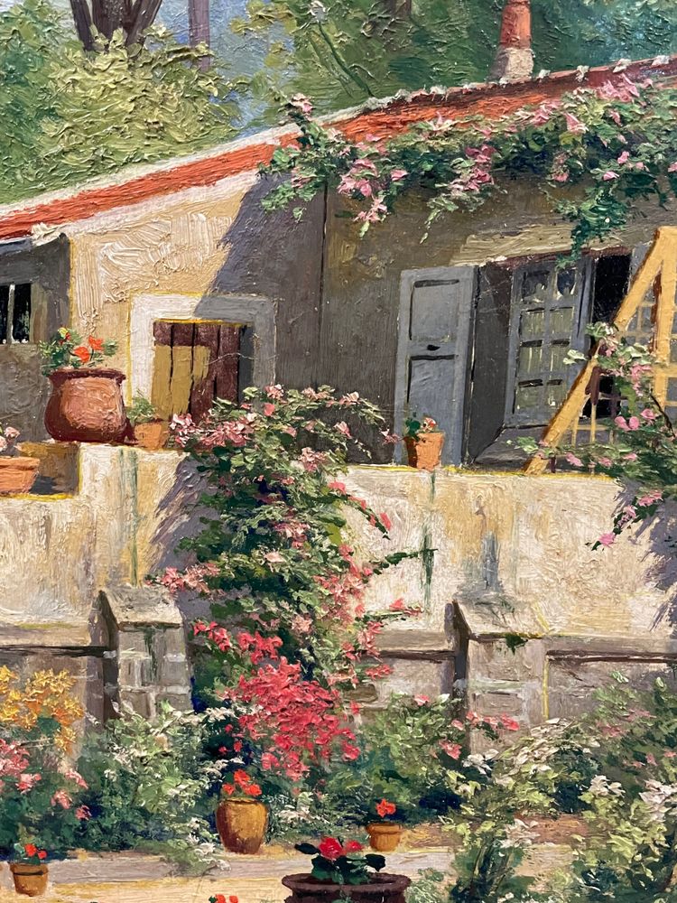 Pauline Elisabeth DELACROIX GARNIER - Villa Et Jardin Fleuri Huile Sur Toile