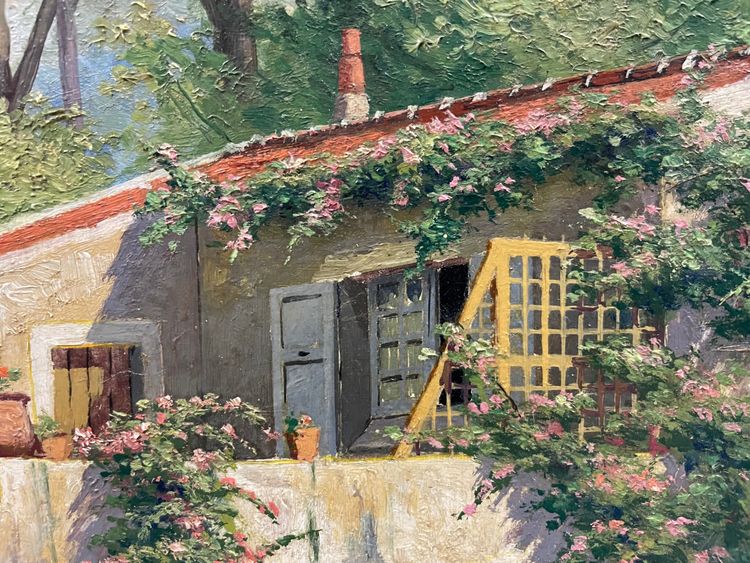 Pauline Elisabeth DELACROIX GARNIER - Villa Et Jardin Fleuri Huile Sur Toile
