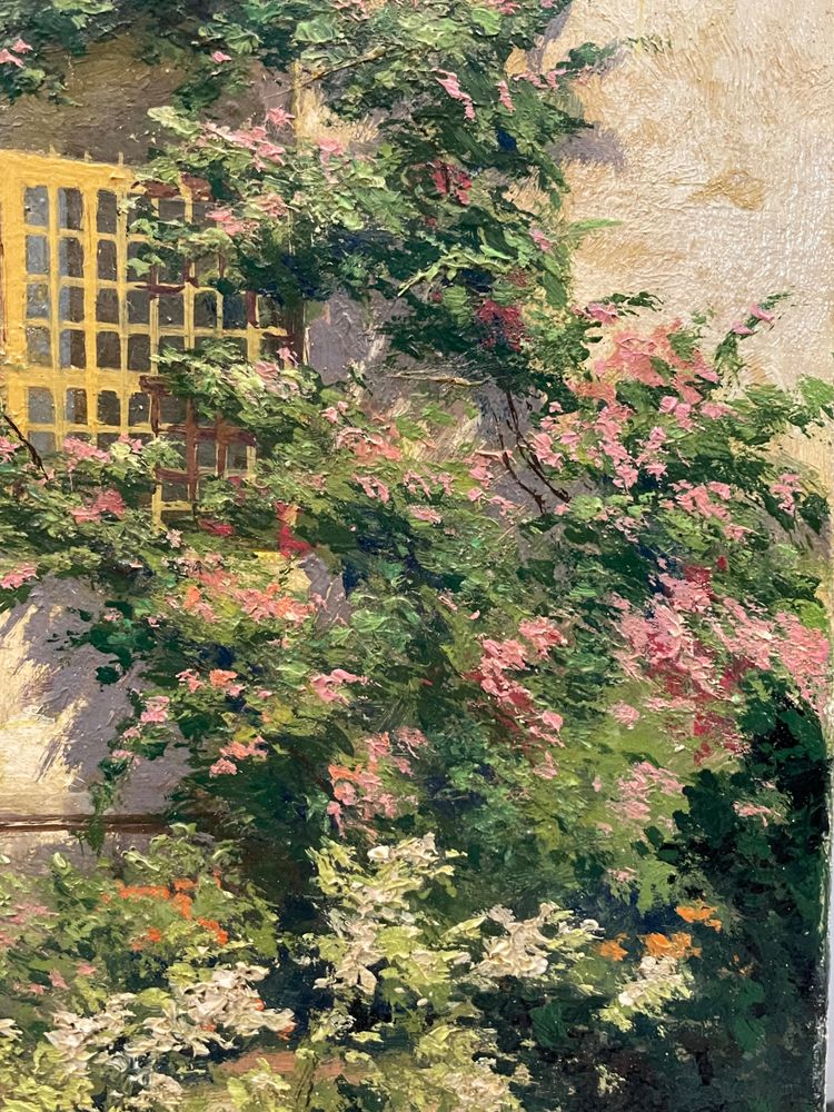 Pauline Elisabeth DELACROIX GARNIER - Villa Et Jardin Fleuri Huile Sur Toile