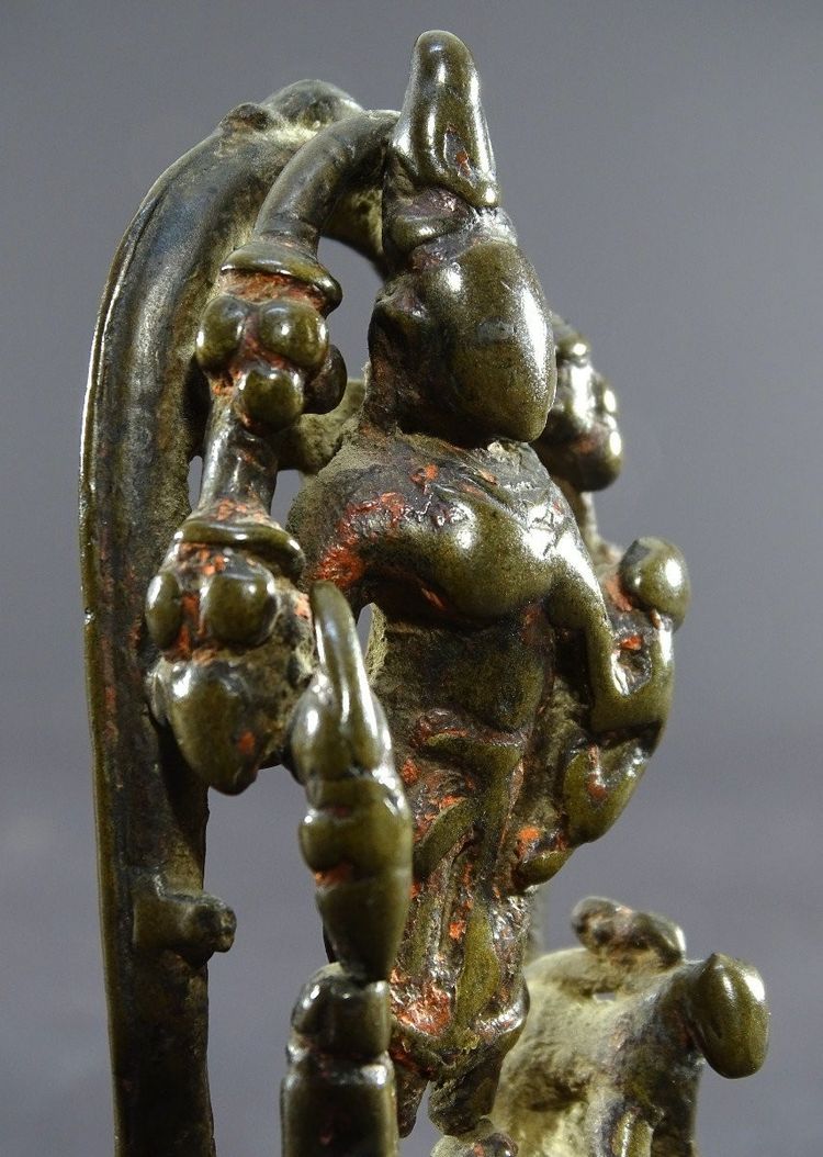 ndia, 16th Century, Very Old Bronze Jain Statue Of The Goddess Ambika.