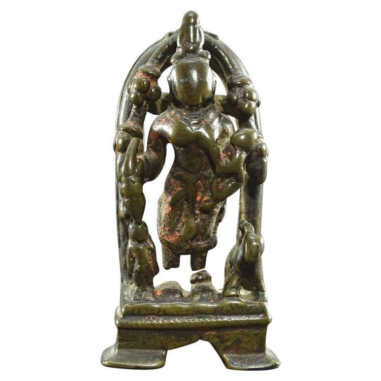 ndia, 16th Century, Very Old Bronze Jain Statue Of The Goddess Ambika.