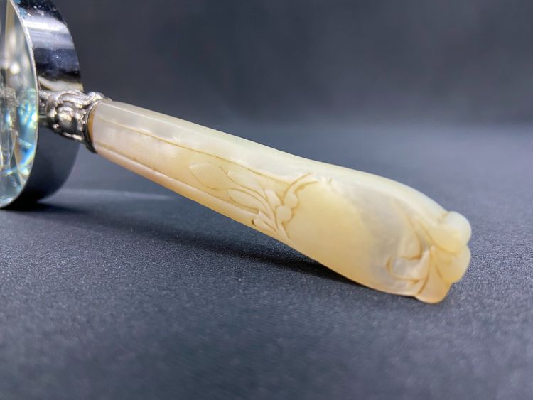 Magnifying glass with mother-of-pearl handle and silver ferrule