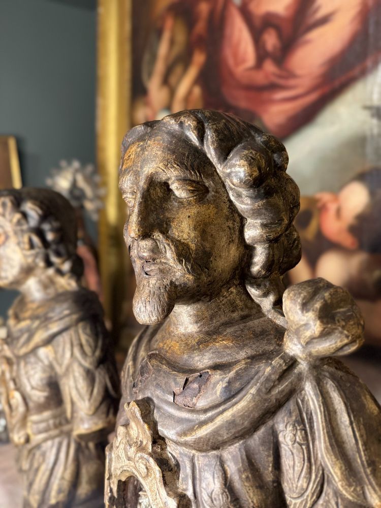 Pair Of Reliquary Bust St John The Baptist And St Francis - 18th century