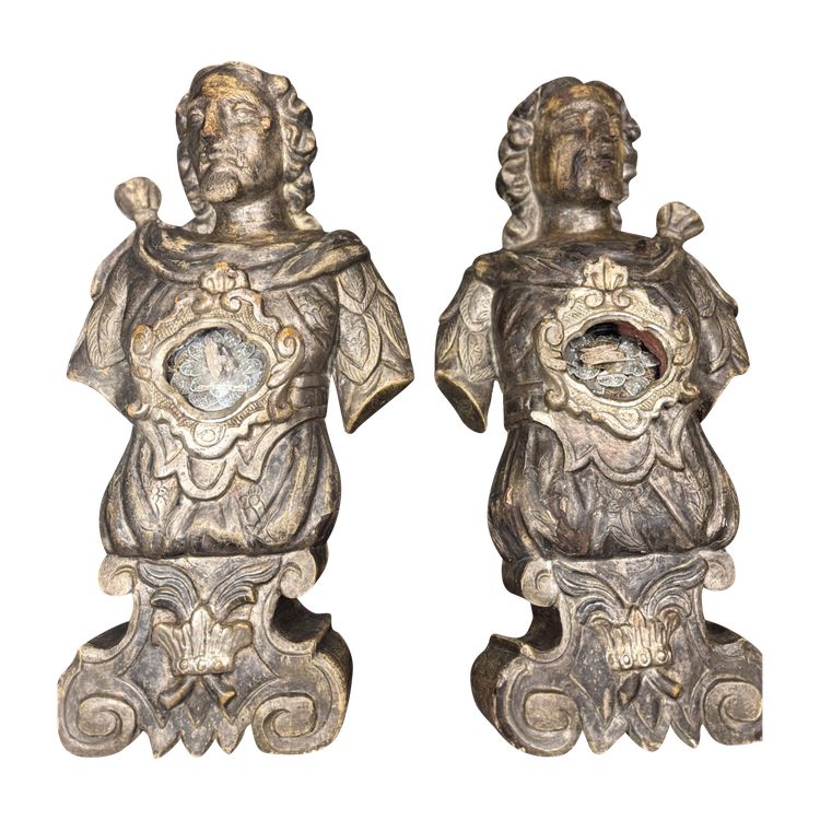 Pair Of Reliquary Bust St John The Baptist And St Francis - 18th century
