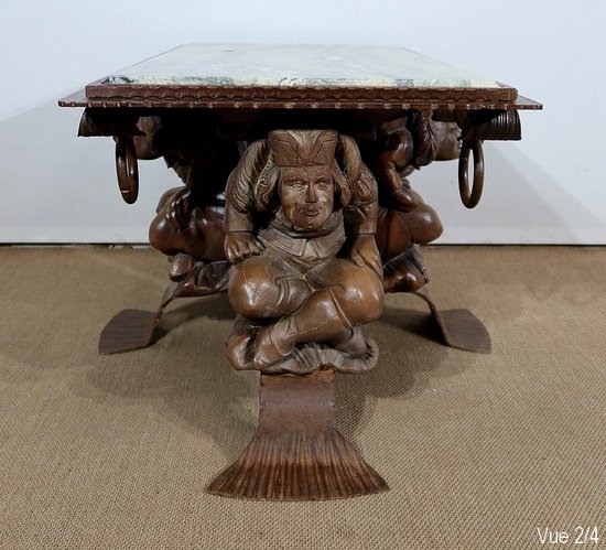  Tavolino in ferro battuto e marmo, J.M. Rothschild – 1950