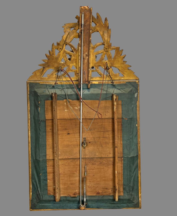 Jahrhundert OCTOGONALE BAROMETER aus vergoldetem Holz mit Lorbeerblattkranz