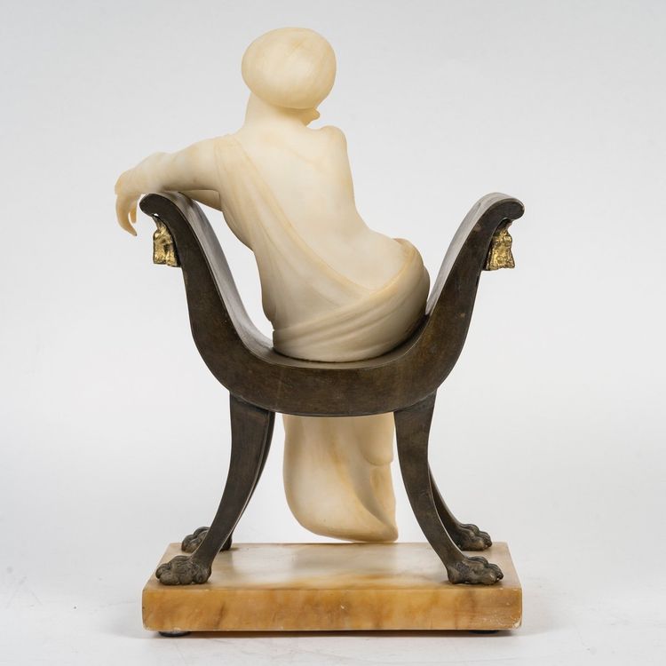 Scultura in alabastro e bronzo del periodo Art Nouveau