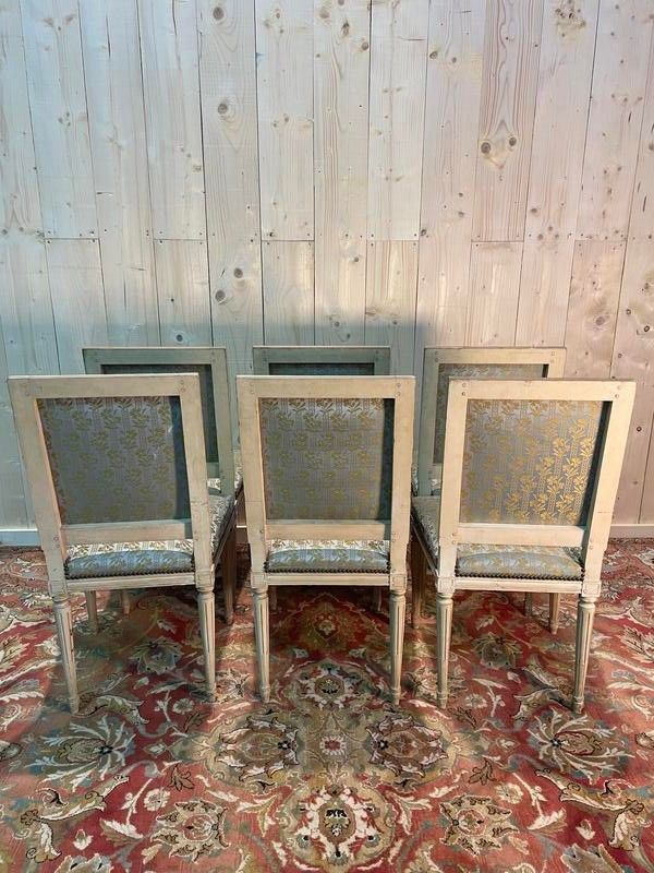 Set di 6 sedie Luigi XVI. beige rechampi