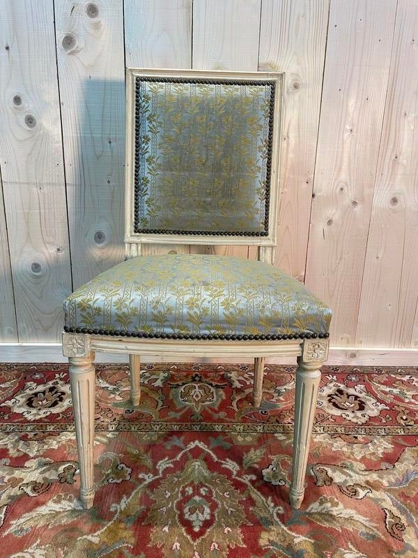 Set di 6 sedie Luigi XVI. beige rechampi