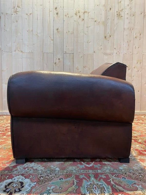 Art-Deco-Schlafsofa aus Leder