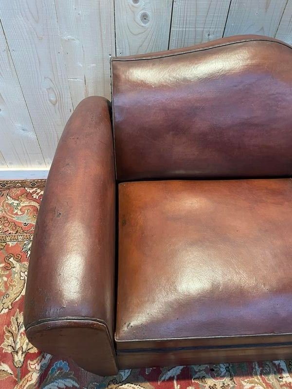 Art-Deco-Schlafsofa aus Leder