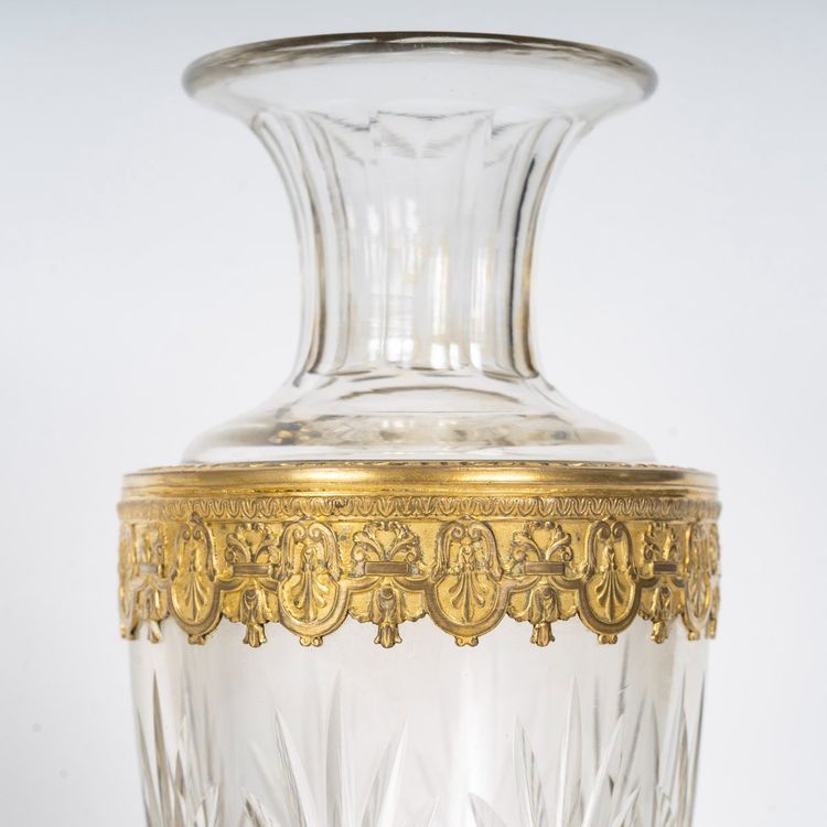 A Pair of Late 19th Century Crystal and Gilt Bronze Vases