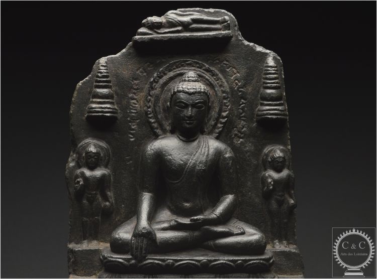 Inde, Dynastie Pāla-Sena, Xème-XIIème siècle, Fragment de stèle en pierre représentant Bouddha