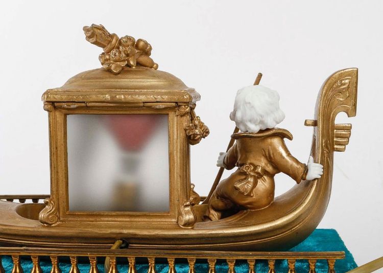A Romantic Biscuit and Art Nouveau Gilt Metal Lamp
