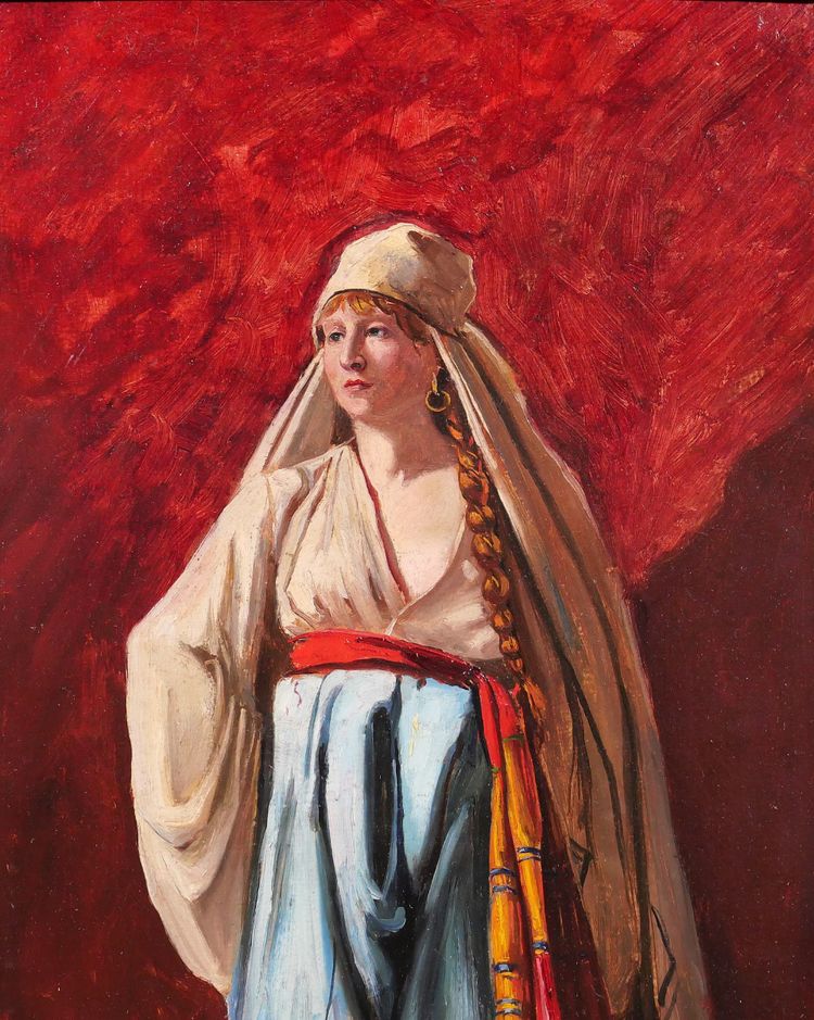 Emile TREMBLAY 1855-1935 Porträt einer Frau in orientalischem Kostüm, Gemälde, um 1900 orient