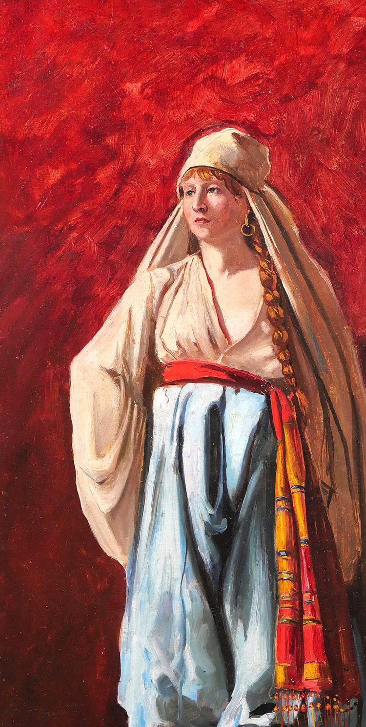 Emile TREMBLAY 1855-1935 Porträt einer Frau in orientalischem Kostüm, Gemälde, um 1900 orient