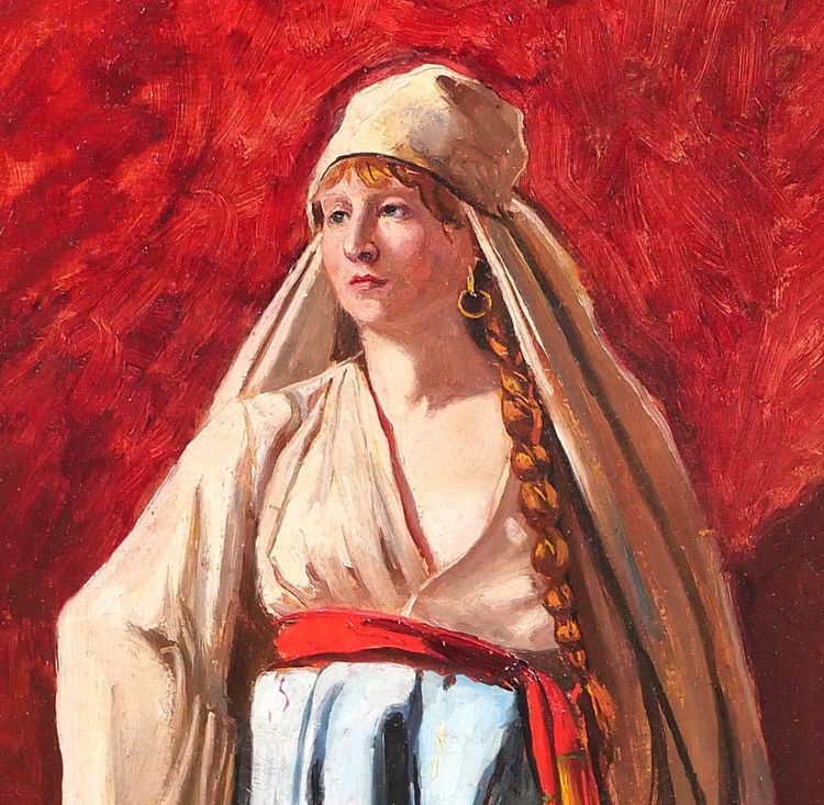 Emile TREMBLAY 1855-1935 Porträt einer Frau in orientalischem Kostüm, Gemälde, um 1900 orient