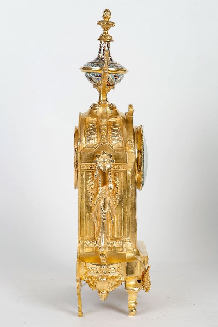 Gilt Bronze and Cloisonné Enamel Fireplace Set, Late 19th Century