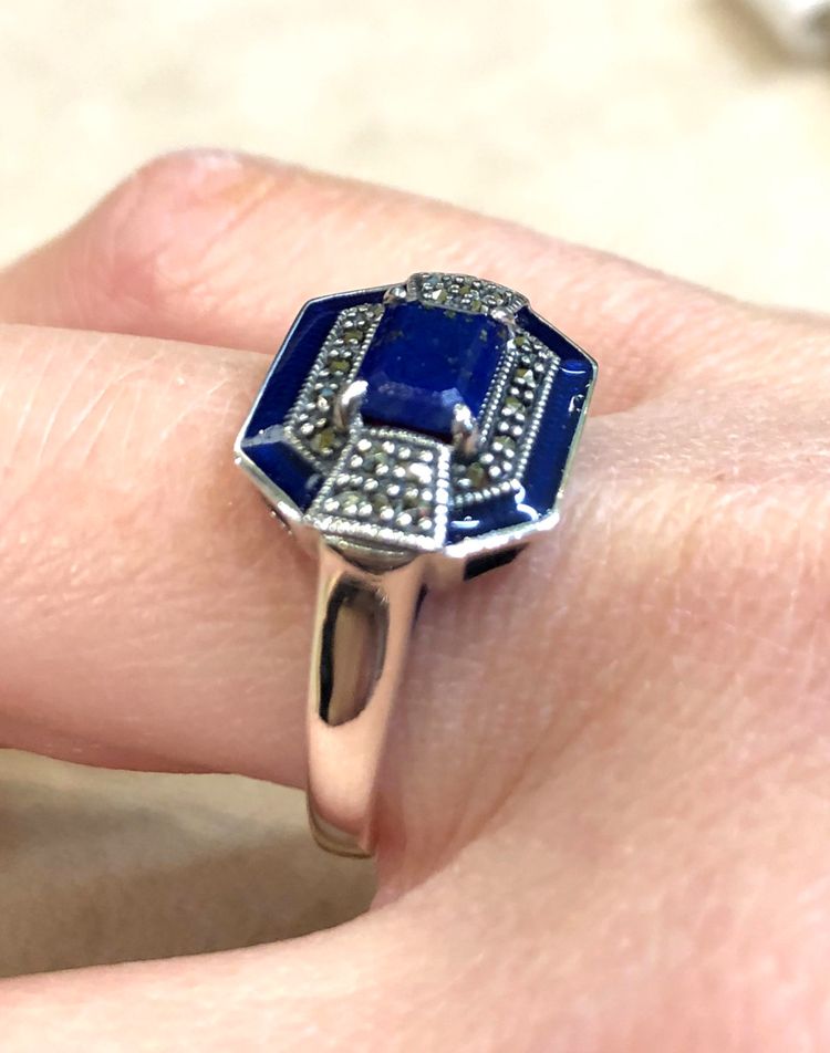 Anello in lapislazzuli e marcasite
