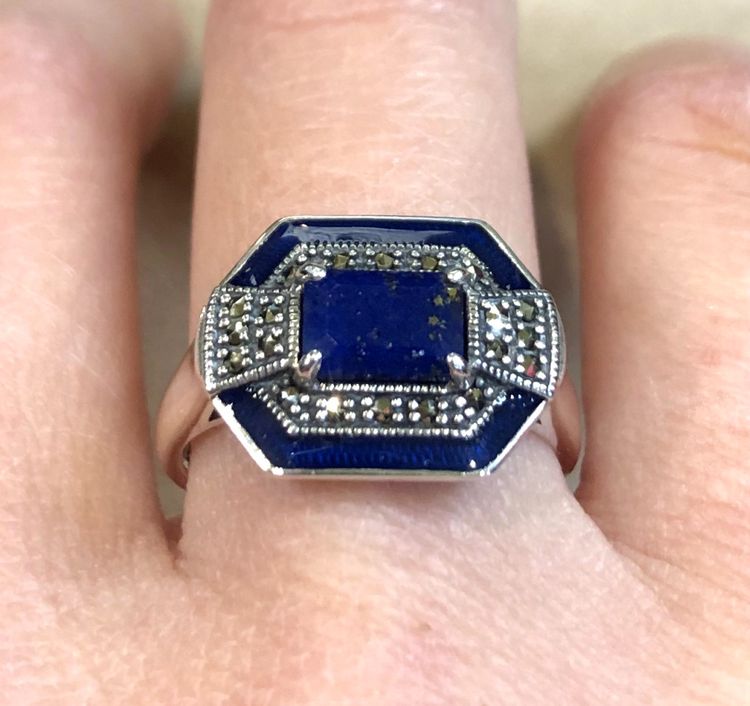 Anello in lapislazzuli e marcasite