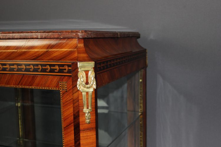 Vitrine Louis XV Quatre Faces Vitrées En Marqueterie Vers 1880