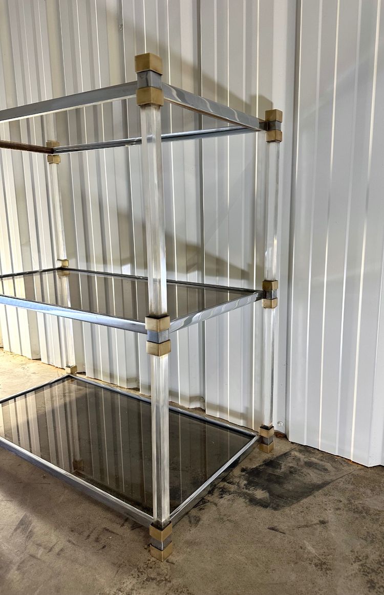Altuglas shelf in Hollywood Regency design