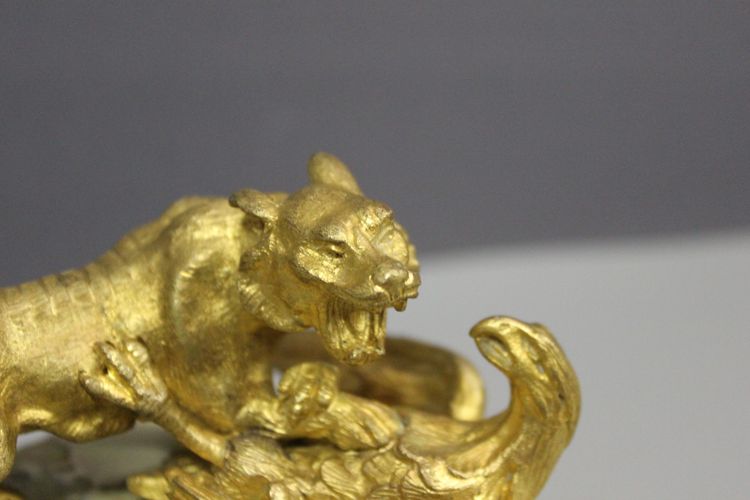 Bronze Gilt, Tiger Attacking Eagle About 1900
