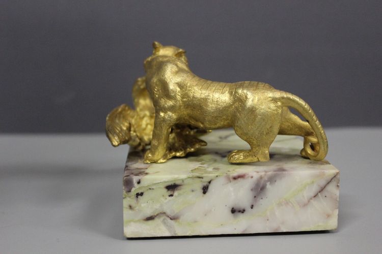 Bronze Gilt, Tiger Attacking Eagle About 1900
