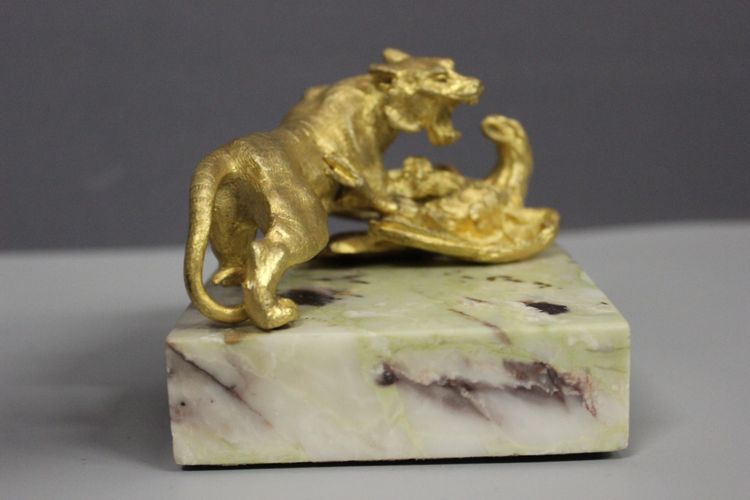 Bronze Gilt, Tiger Attacking Eagle About 1900