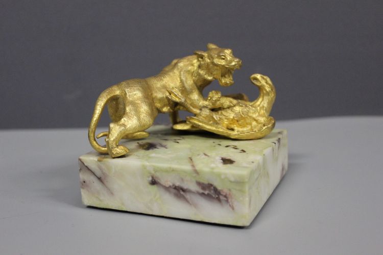 Bronze Gilt, Tiger Attacking Eagle About 1900