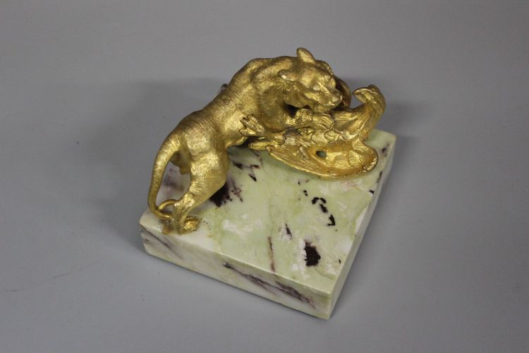 Bronze Gilt, Tiger Attacking Eagle About 1900
