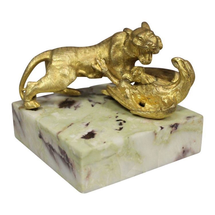 Bronze Gilt, Tiger Attacking Eagle About 1900
