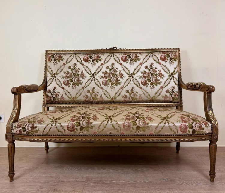 Banquette De Style Louis XVI En Bois Doré