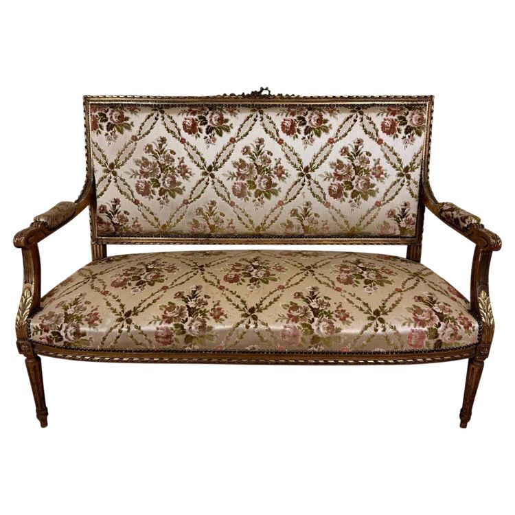 Banquette De Style Louis XVI En Bois Doré